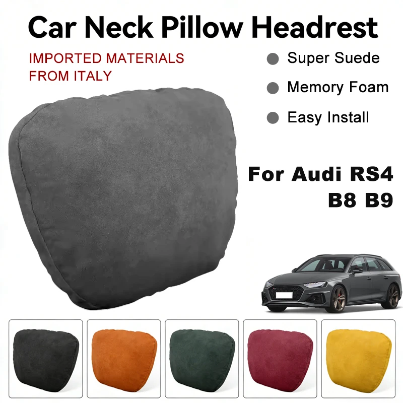 

Italy Suede Car Neck Rest Pillow For Audi RS4 B8 B9 Seat Head Neck Support Cushion Auto Interior Accessories