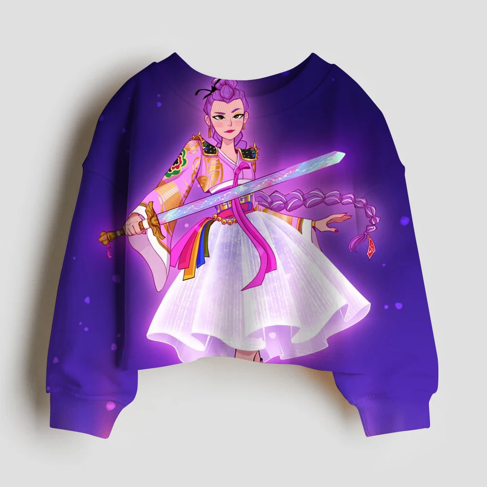 KPop شيطان الصيادين البلوز Huntrix أنيمي الكرتون ربيع الخريف الملابس التعادل صبغ تنوعا طويلة الأكمام الفتيات الاتجاه الترفيه القمم