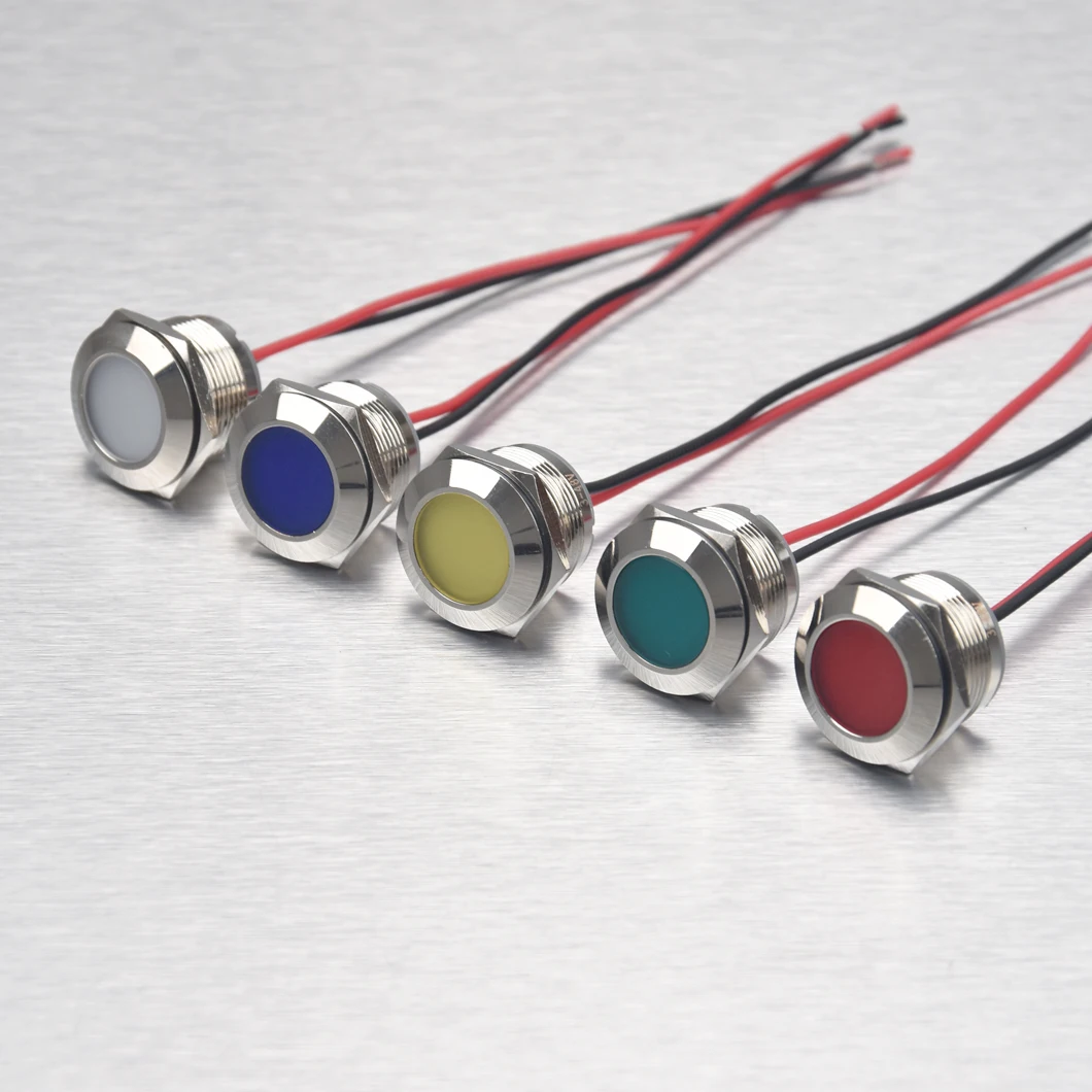 Abilkeen 22mm cabeça plana 3-220v luz indicadora ip65 à prova dip65 água industrial led sinal piloto lâmpada alto brilho ligh com fio