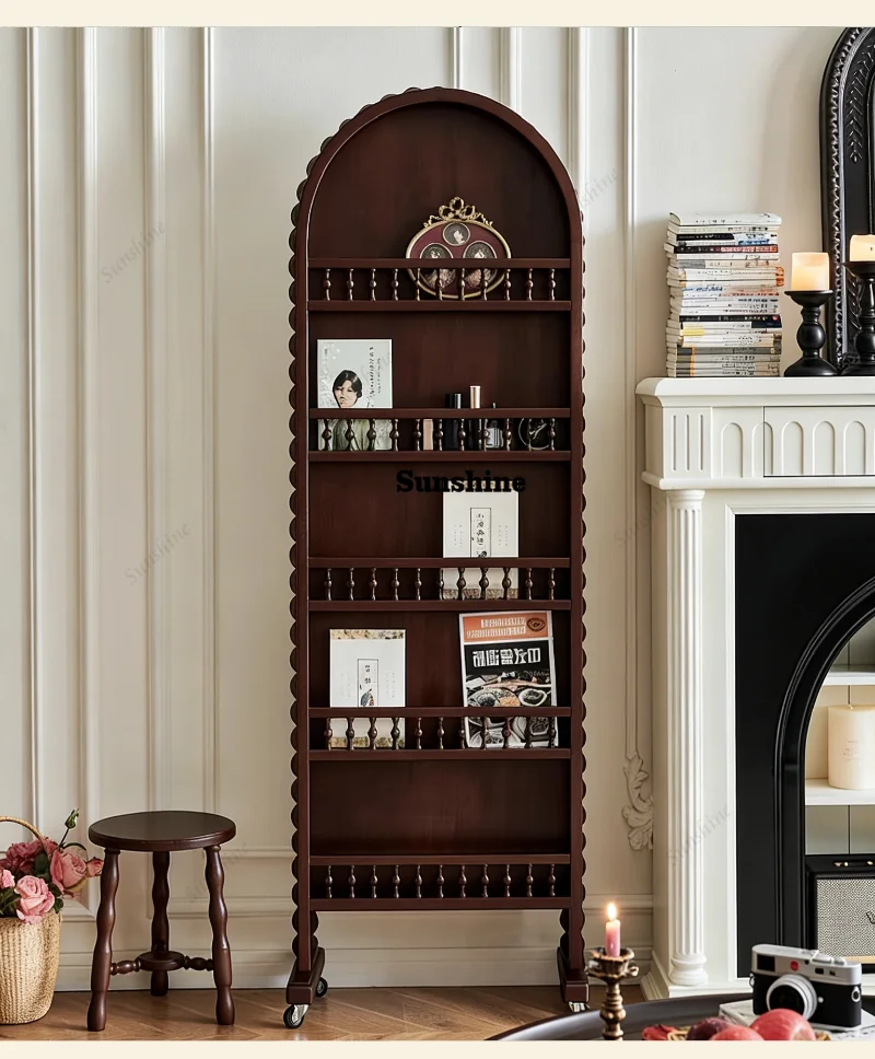Magazine bookshelf dual-purpose floor-standing dressing mirror can be rotated into one full-length mirror