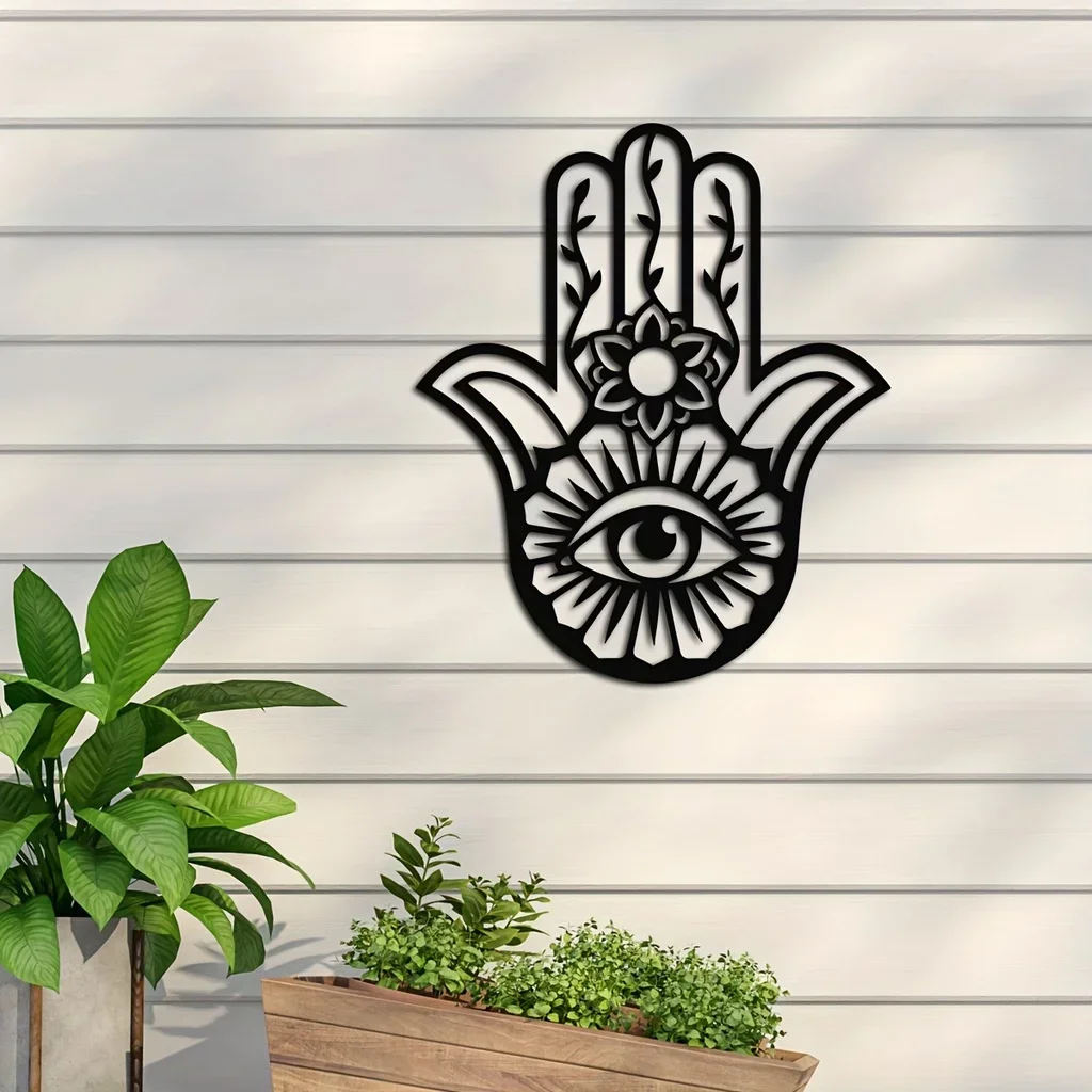 Chic Metal Evil Eye Wall Hanging Art Bohemian Gothic Inspired Home Decor for Indoor Wall Decoration