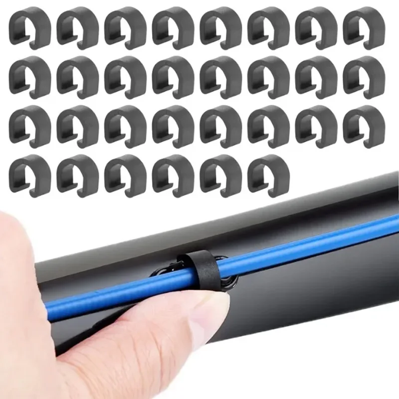 Bicycle C-type Plastic Buckles Brake Line Shift Cables Guide C-Clips U Shape Snap Clamp Bike Aluminum Alloy Oil Pipe Fixing Seat image 4