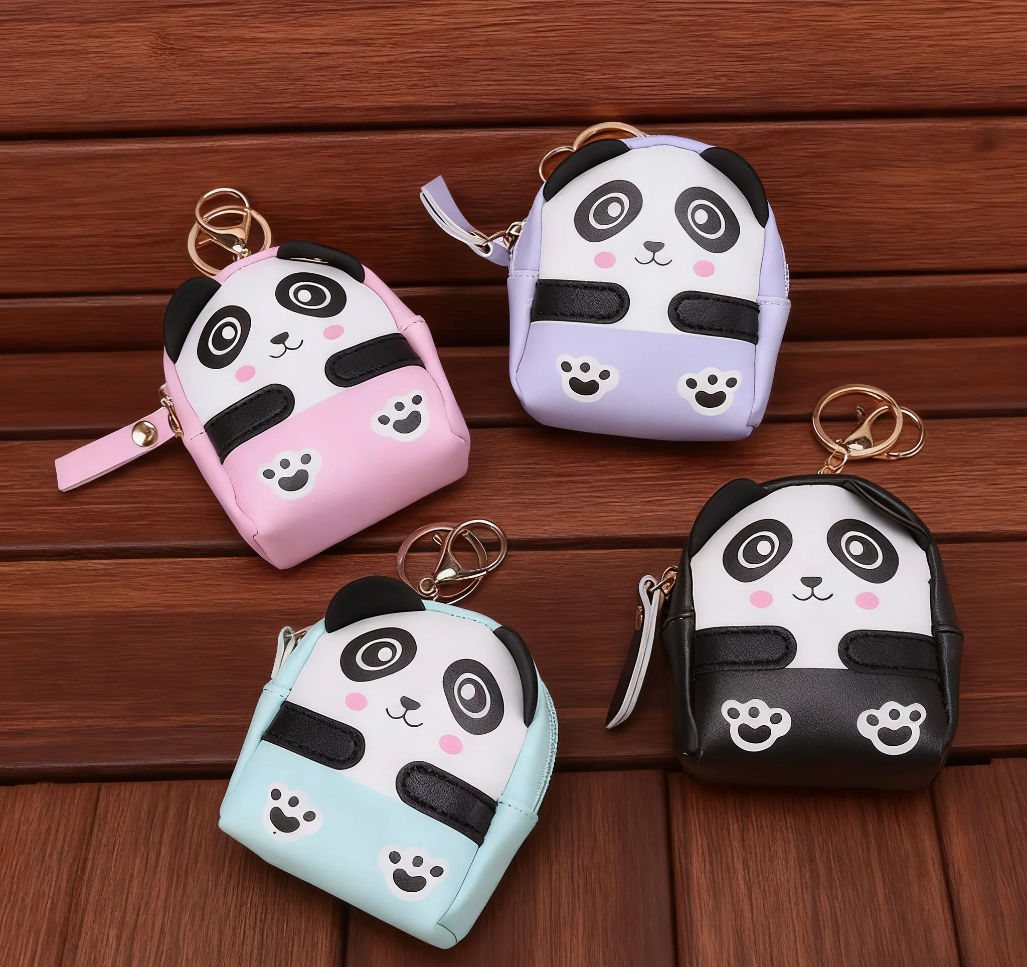 Baby Fashion Bag Clip Panda Cartoon Print Cute Kids Wallet Creative Short Wallet Mini Coin Bag