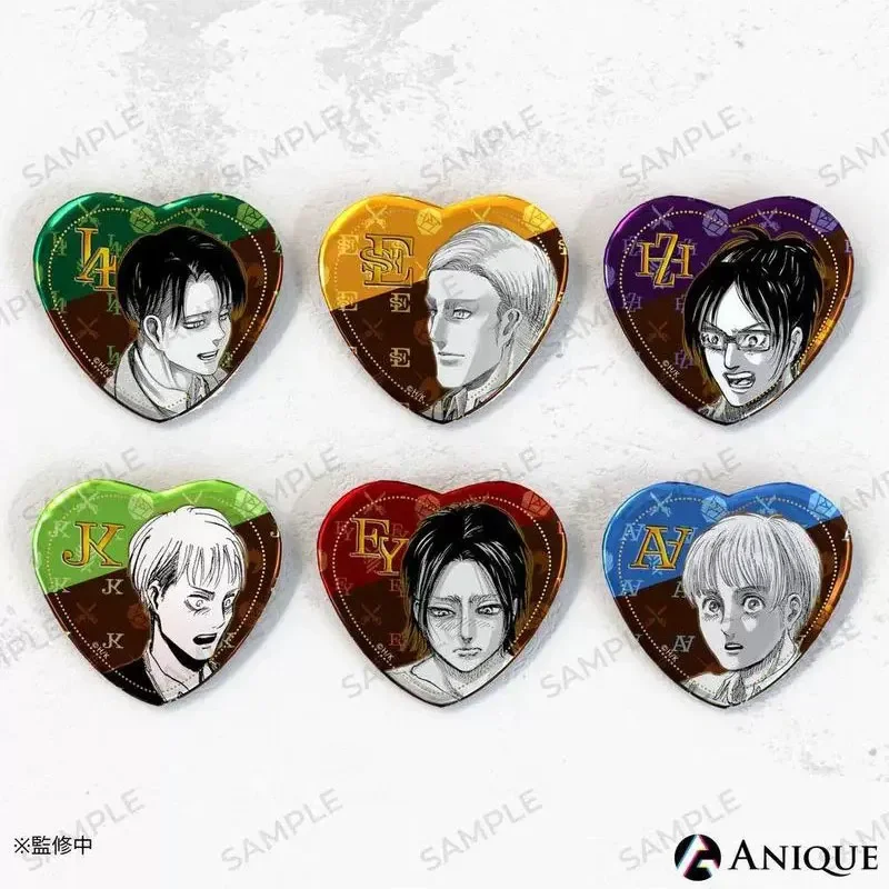 Attack on Titan Tinplate Badge Peripheral Products ErenErwin Levi  Heart Shaped Badge White Day Genuine ANIQUE in Stock Original