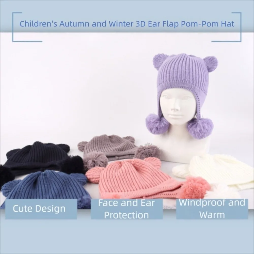

Cozy Soft Baby Winter Hat 2 Cute Ears Warm Fabric Toddler Beanie Fleece Lined Kids Knit Hat Winter Season