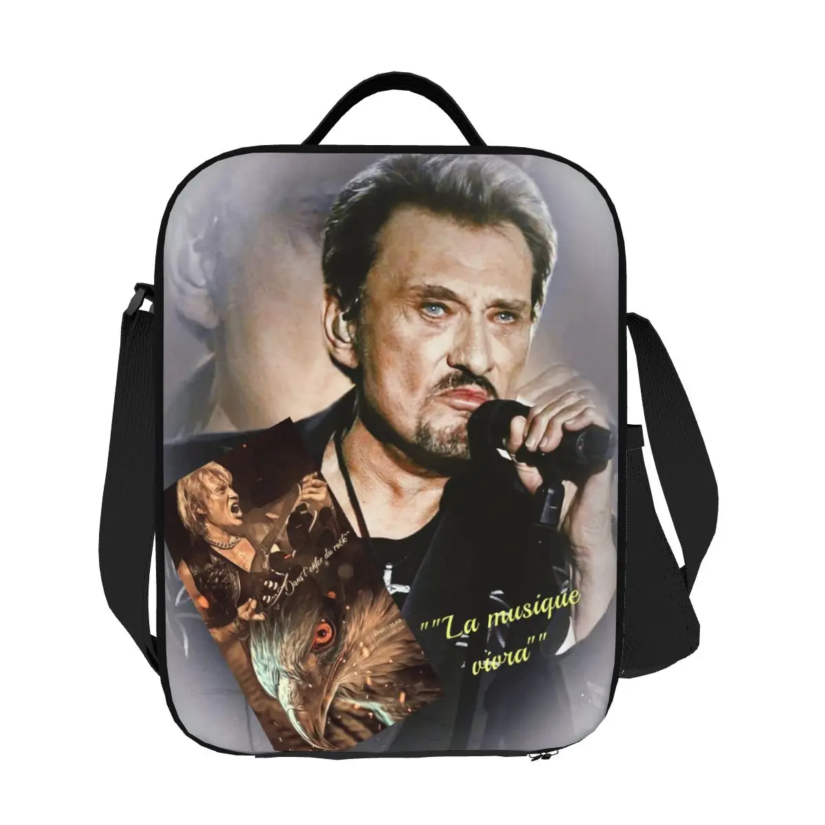 

Custom French Rock Singer Johnny Hallyday Thermal Insulated Lunch Bag Women Resuable Lunch Container for Bento Food Box