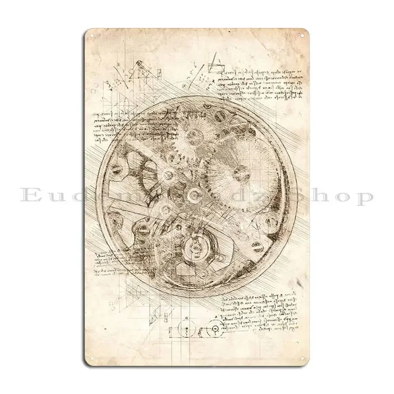 Watch Movement Internals Metal Sign Design Living Room Wall Cave Plaques Party Tin Sign Poster