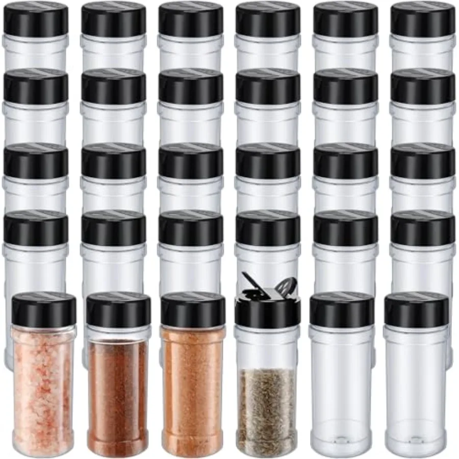 

Набор пластиковых баночек для специй с крышками-шейкерами, прозрачные пластиковые контейнеры для приправ, пустые емкости-шейкеры для хранения трав на кухне