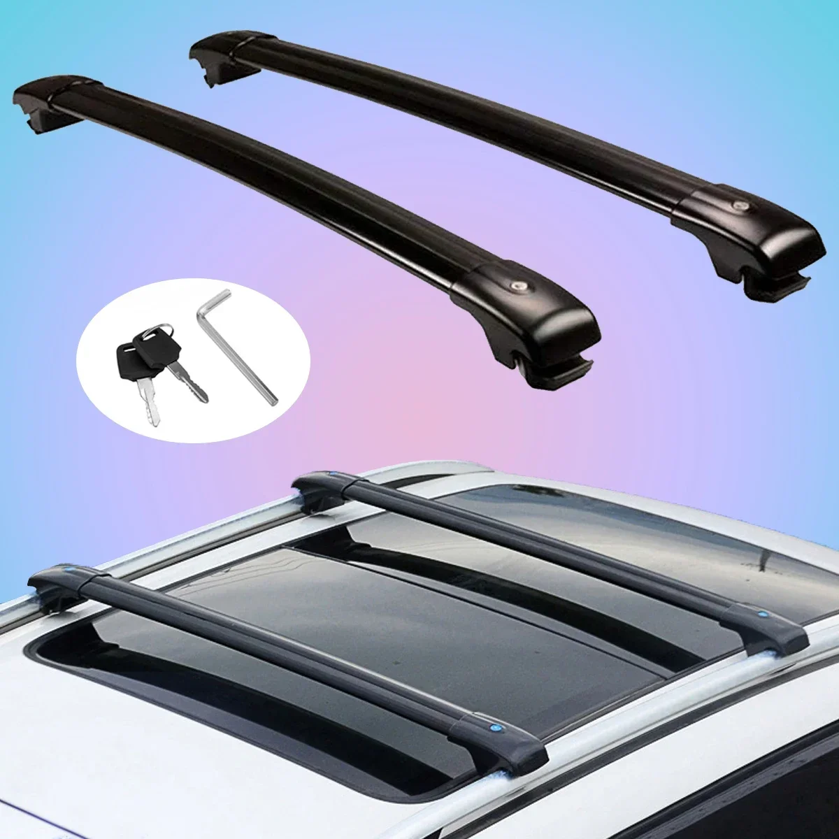 

New! 2PCS fit for Volvo XC90 2003-2014 Roof Rail Rack Crossbars cross bars Lockable Aluminum Alloy