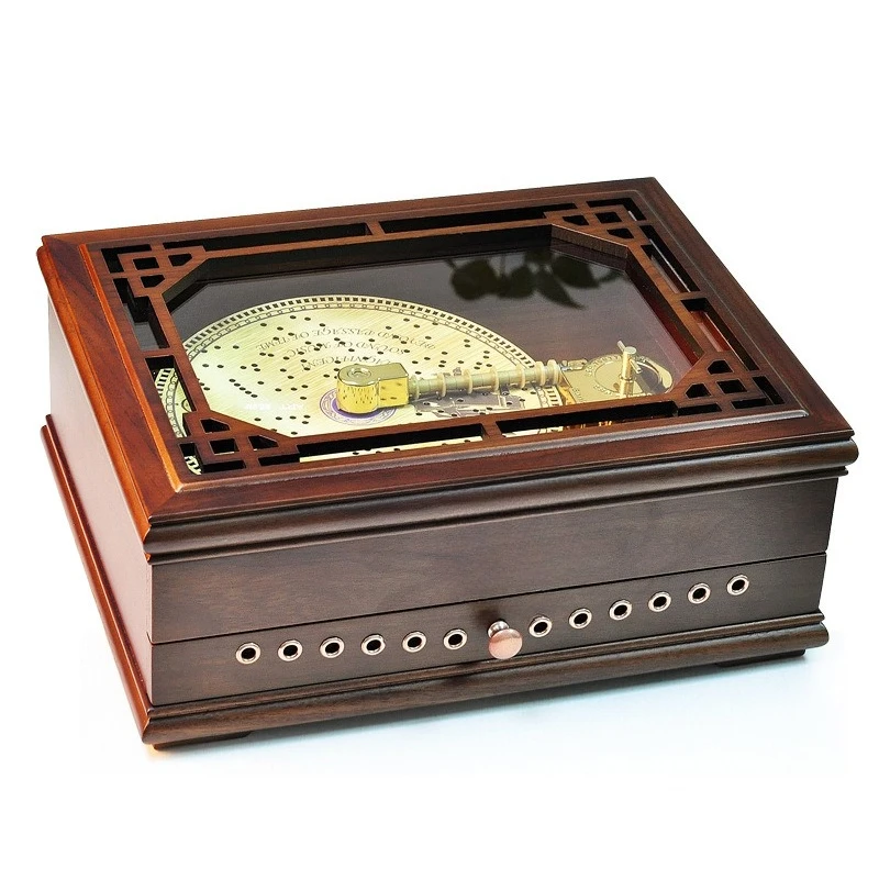 صندوق الموسيقى الدوار من خشب الجوز، صندوق الموسيقى