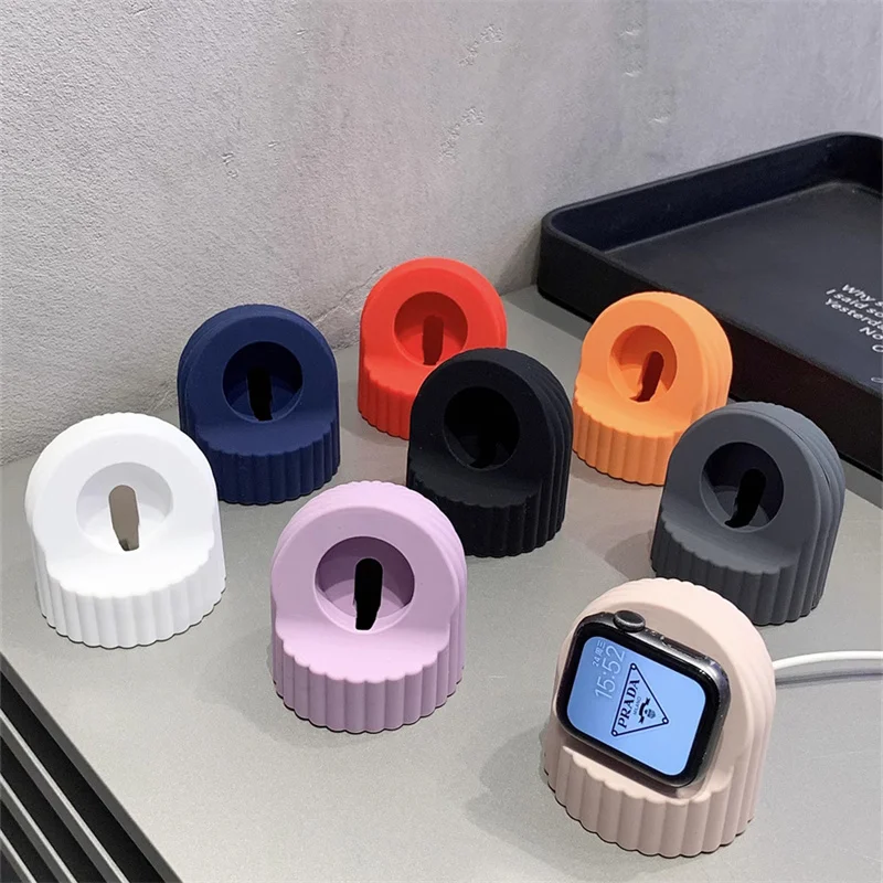 Soporte de cargador de silicona ondulado para Apple Watch Series 8 7 6 SE 5 4 3, soporte de escritorio para iWatch 41mm 45mm 49mm 44 42 40mm 38mm