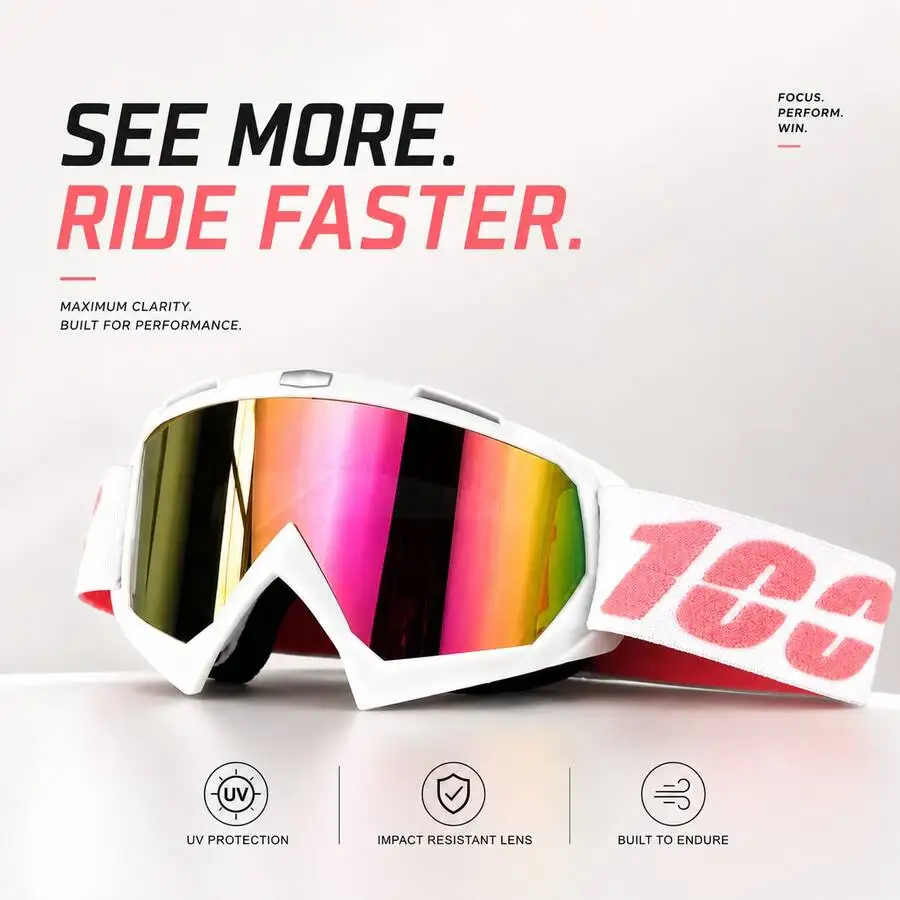 Motorcycle Dirt Bike Goggles Impact Resistant Lens UV Protection Flexible TPU Frame Adjustable Strap Outdoor Riding Eyewear