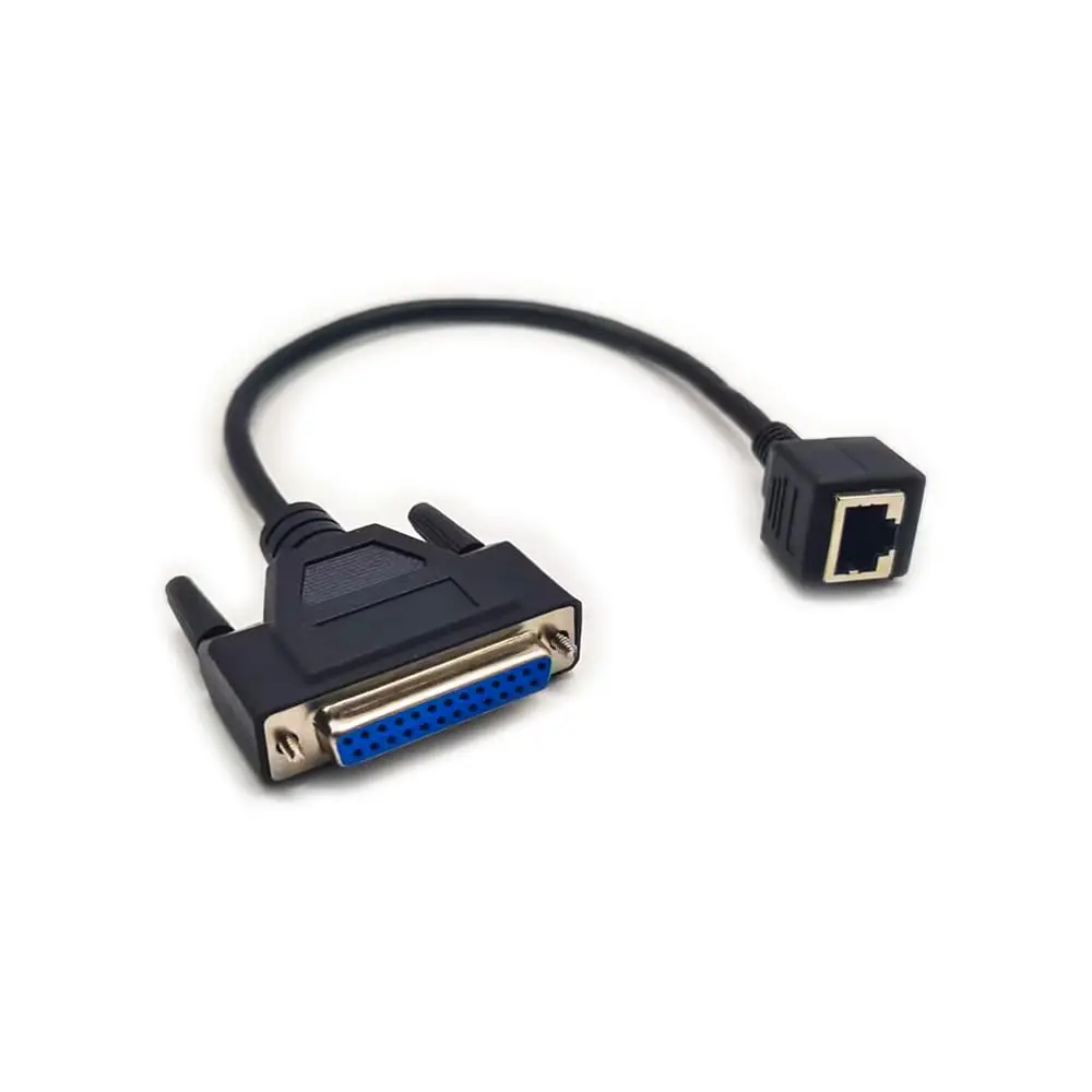 30CM Cross Null Modem Serial Data Cable RJ45 Female Port to DB25 Female 25Pin Connector RS232 Console Line for Industrial Comput