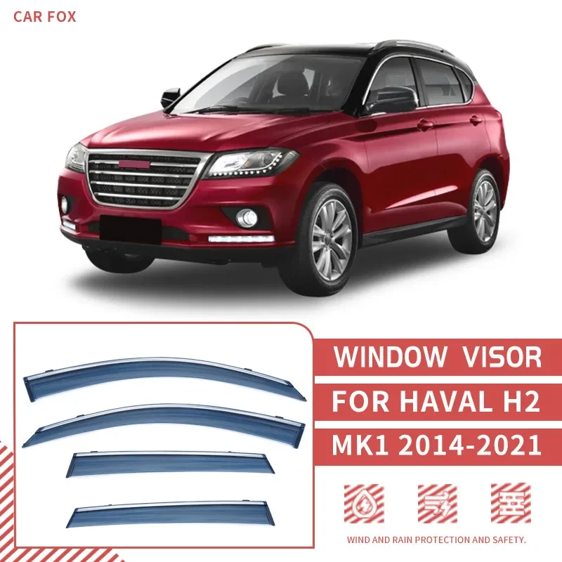 

For Haval H2 2014-2021 Car Accessories Window Visor Vent Shade Rain Sun Wind Guard Deflectors with Chrome Trims Shelters