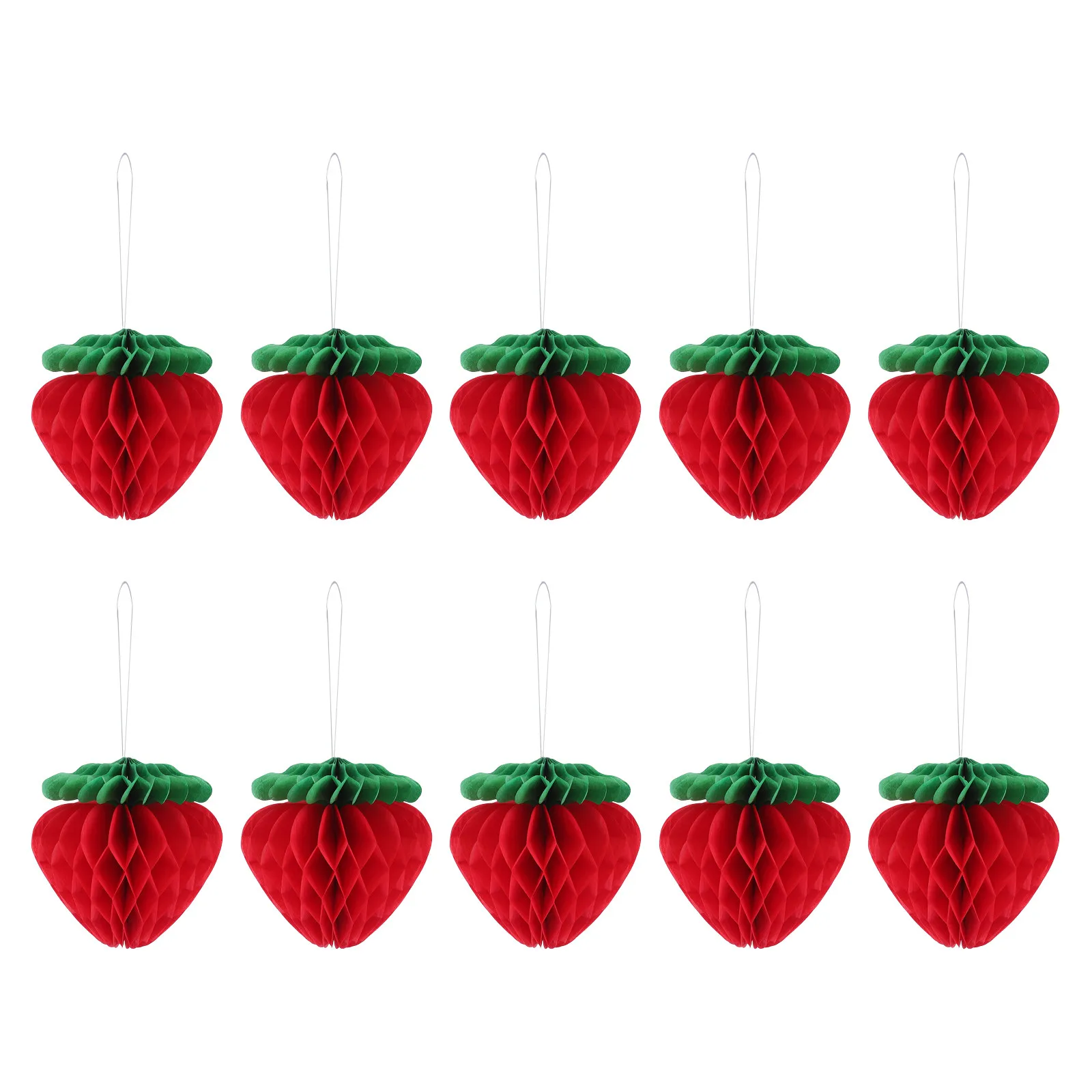10Pcs Honeycomb Strawberry Hanging Party Decorations Colorful Paper Balls Home Garden Wedding Party Decor Supplies Holiday