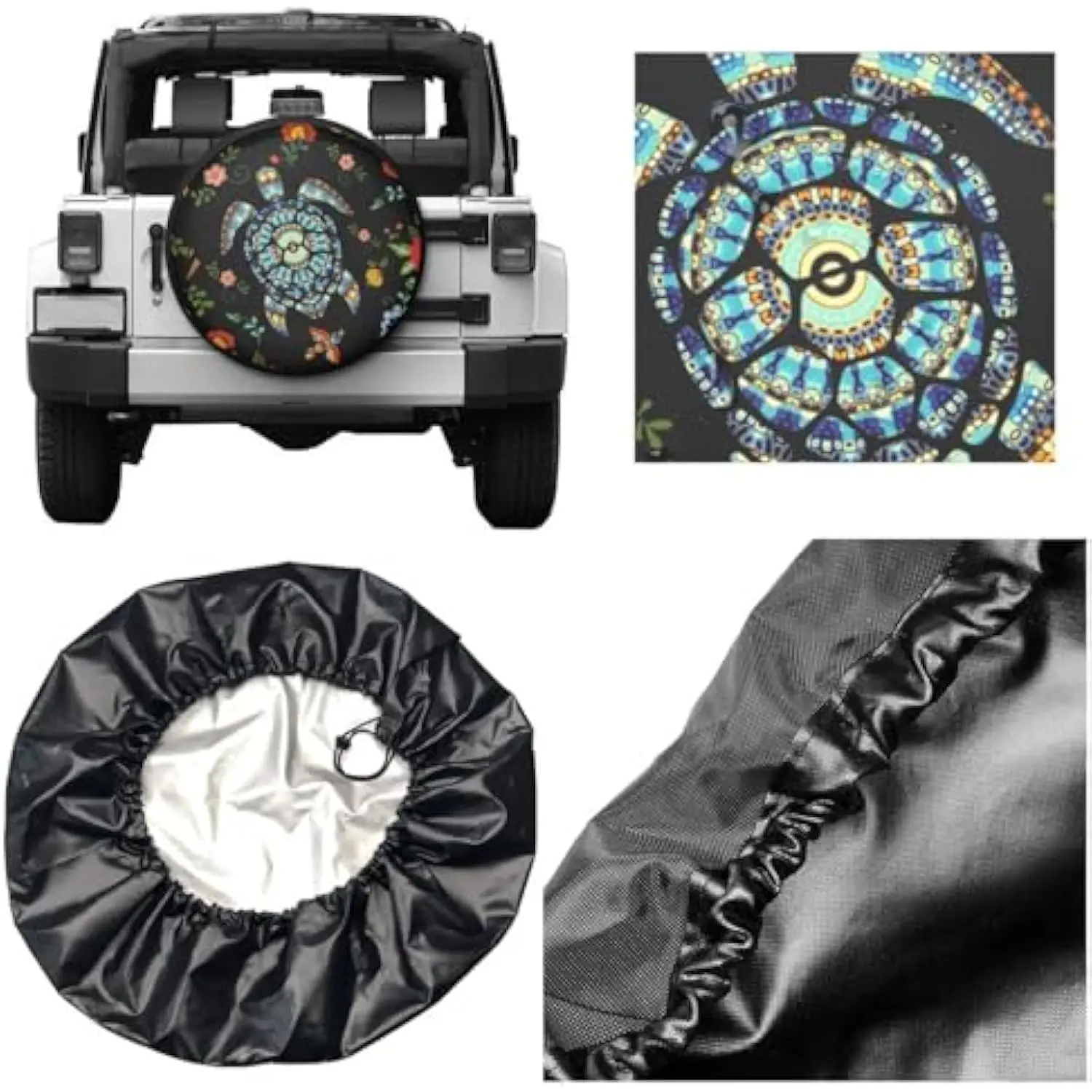 Bohemian Turtle Spare Tire Cover Waterproof Fabric Wheel Protector for RV Trailer Camper SUV