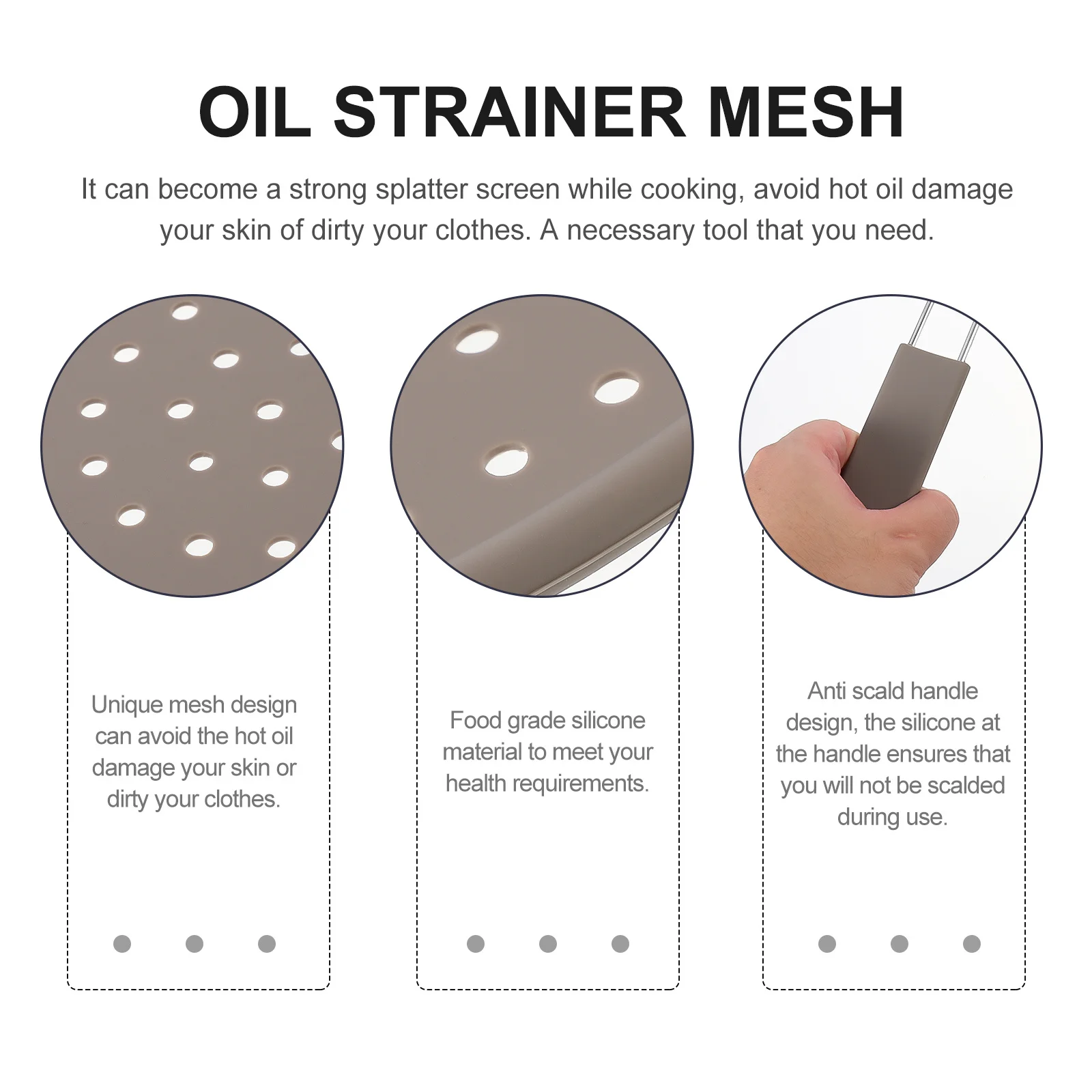 

Silicone Oil Strainer Mesh Heavy Duty High Temperature Resistant Kitchen Tool Frying Pan Splatter Screen Cooling Mat Oil Drain