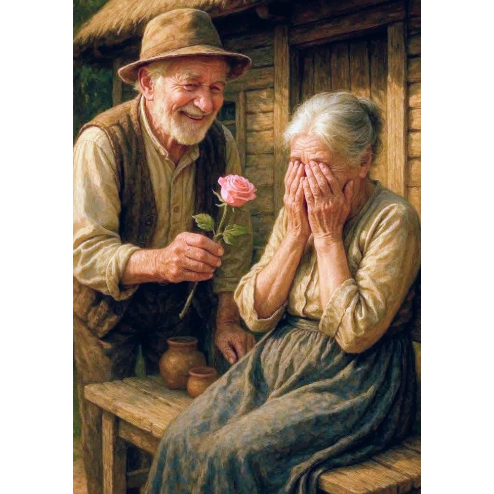 

500/1000/1200/2000 PCS Jigsaw Puzzles Romantic Elderly Couple Flower Portrait Family Activity Games for Gameroom Bedroom Gift