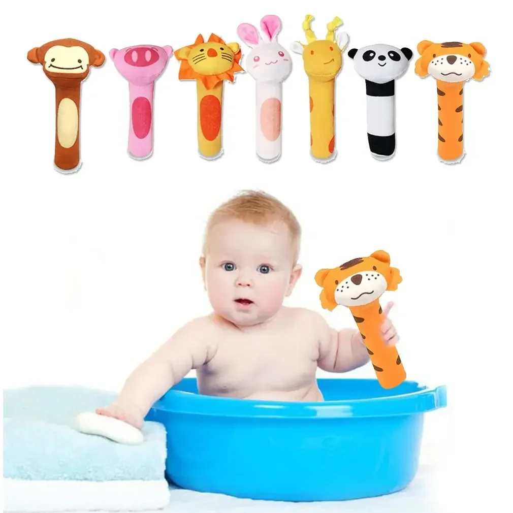 Giocattolo per bambini Peluche Sonaglio a mano Bb Stick Animale Bb Stick Sonaglio a mano Sonaglio in pile a mano per bambini Cartone animato Consegna veloce