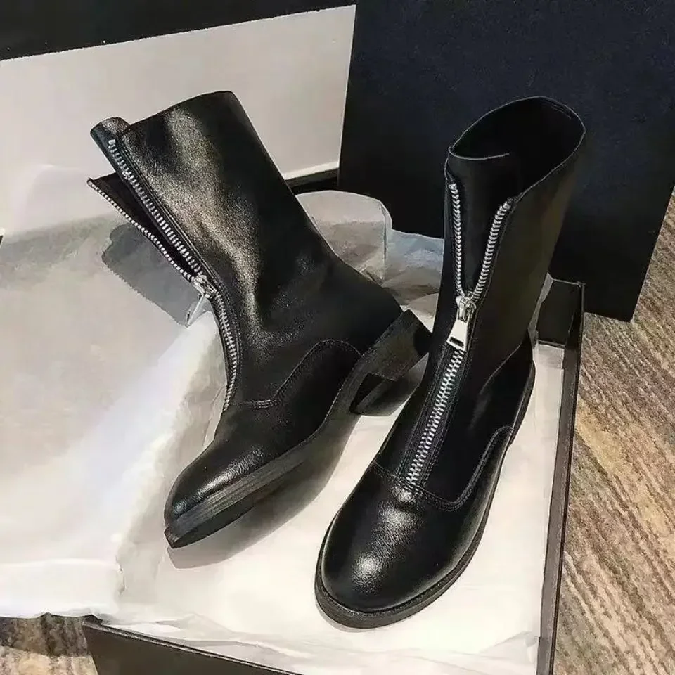 Fashion 2025 Round Toe Autumn Ladies Mid Calf Shoes Comfortable and Elegant Quality Large Size Warm Sale Women\'s Half High Boots