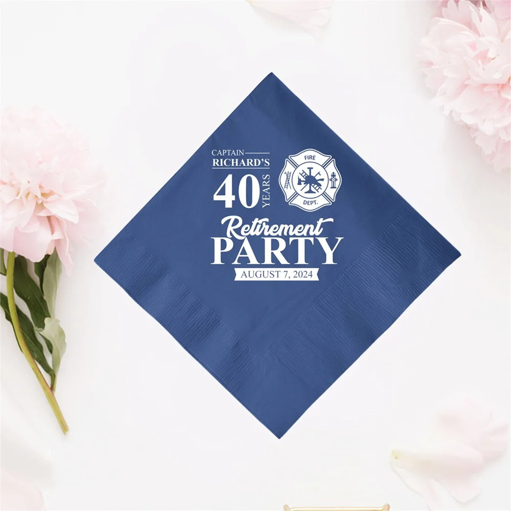 

50PCS 40 Years Retirement Party Napkin, Personalized Retirement Cocktail Napkin, Retirement Napkins Favor, Custom Retirement Nap