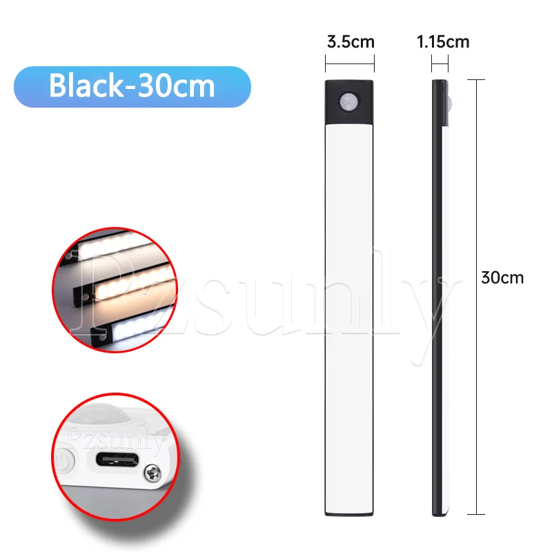 Nachtlampje LED Kast Licht USB Oplaadbare Bewegingssensor Licht Geschikt Voor Keuken Garderobe Kast Verlichting 30 cm/40 cm/50 cm