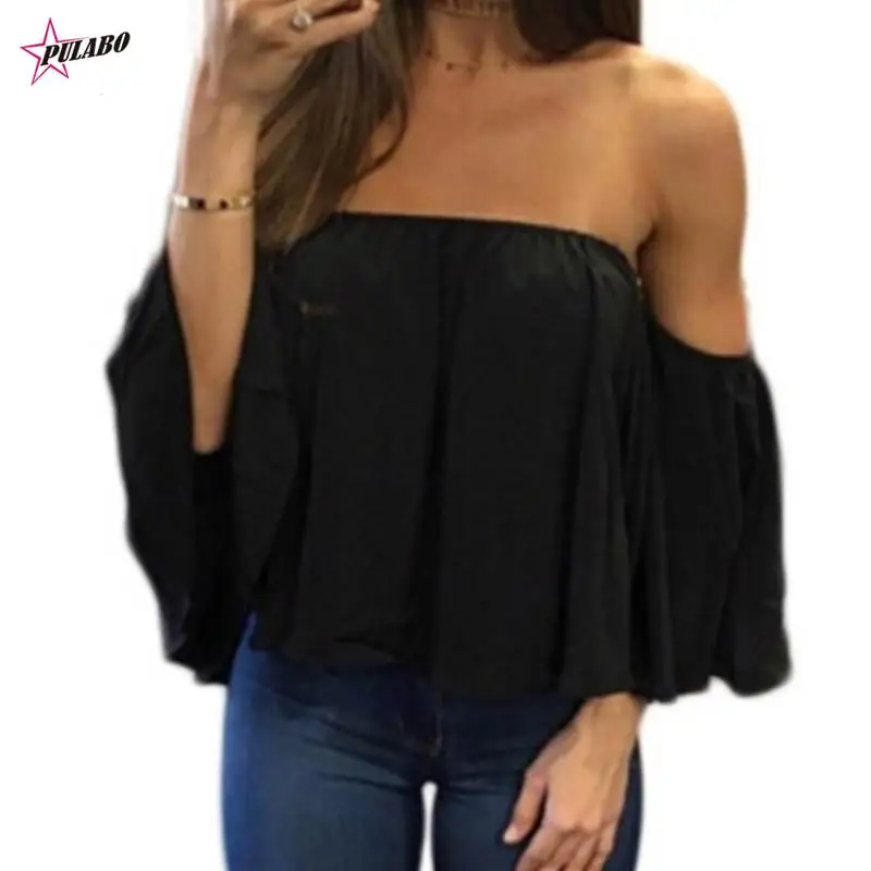 PULABO Womens Tops and Top Shirt Summer Top Casual Hollow Out Sleeve Off Shoulder Shirt Ladies Boho Tunic Tops y2k