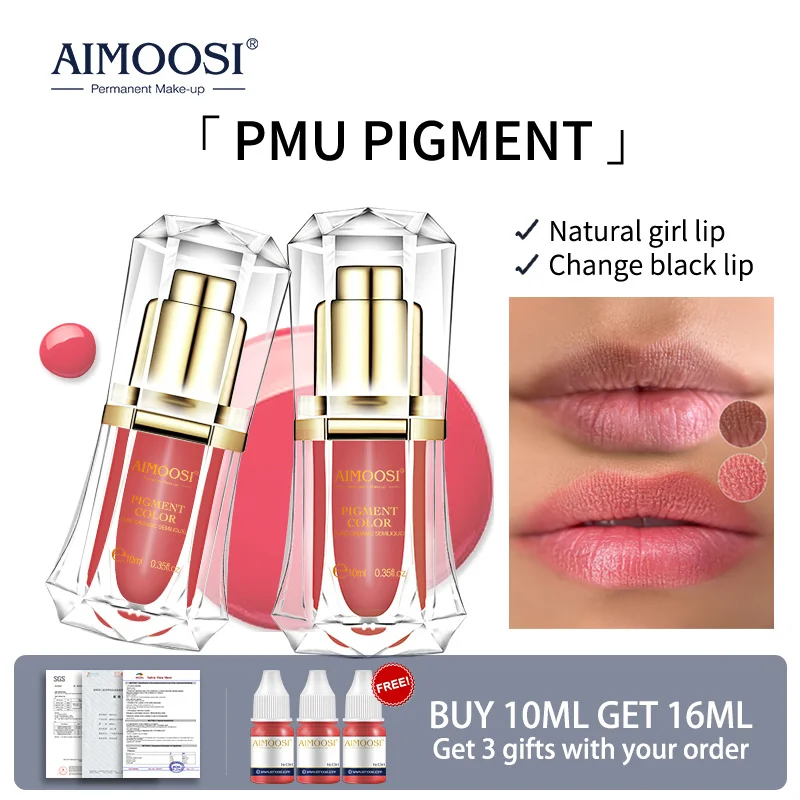 AIMOOSI Lip Semi Permanent Makeup Pigments for Micropigmentation 10ml Professional Microblading Pure Milky Pigment Tattoo Ink