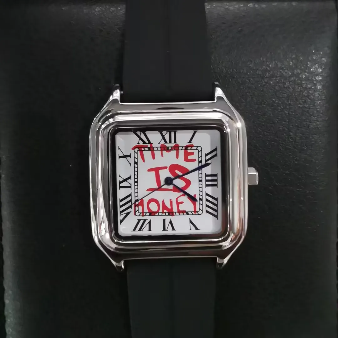 TIME IS MONEY Men's Waterproof Luxury Business Quartz Watch Stainless Steel Alloy Square Dial with Silicone Strap