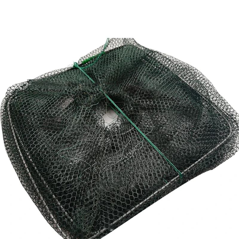 2Pcs Foldable Fishing Shrimp Fish Crab Yabbie Bait Net Trap 2 Holes Crayfish Lobster Fishnet Cast Dip Cage 50*24*24/65*26*26Cm