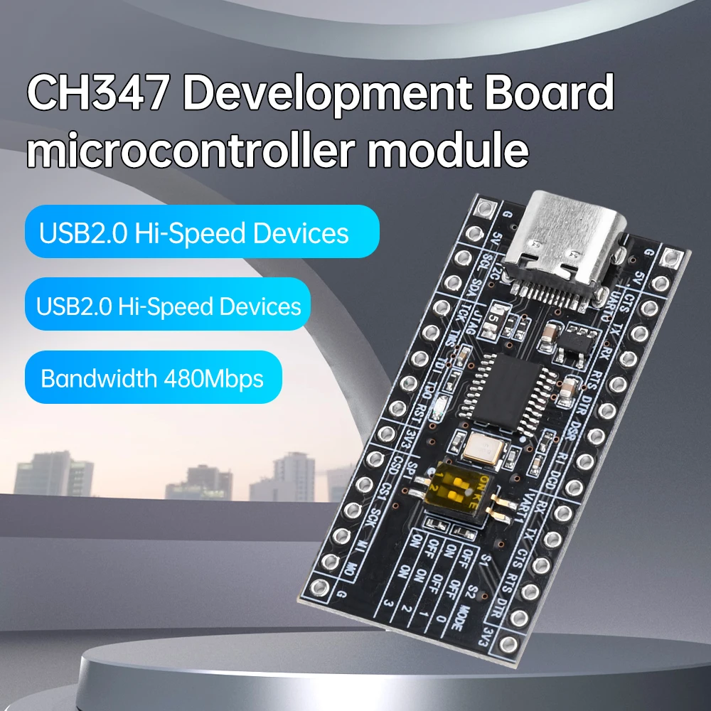 CH347 Development Board MCU Module Bandwidth 480Mbps USB 2.0 High-Speed Device to I2C/SPI/UART/JTAG/GPIO Type-C With Pins