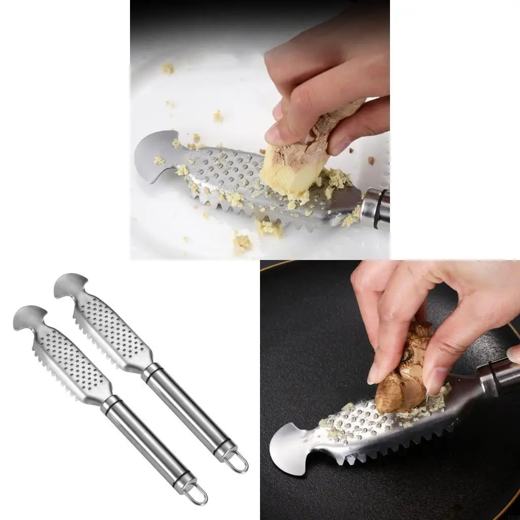 

Set of 2 Steel Multipurpose Fish Descaler Remover Scraping Gingers Grater with Safety Edges And Ergonomic Handle Design Y5GB