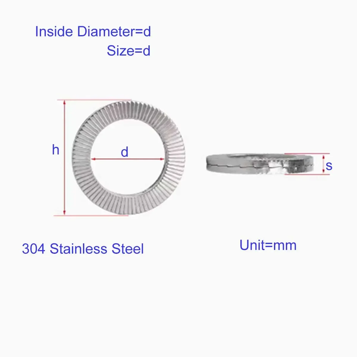

304 Stainless Steel Bite Type Toothed Anti Loosening And Anti Slip Locking Screw Gasket