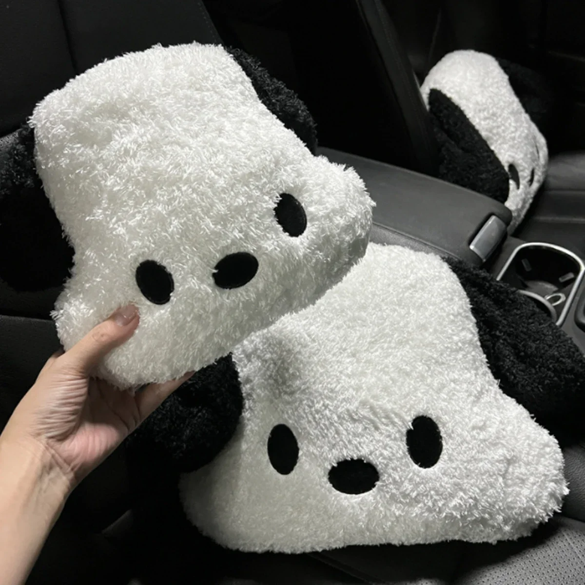 1pcCartoon car headrest neck pillow cute plush dog comfortable car headrest four seasons general car headrest