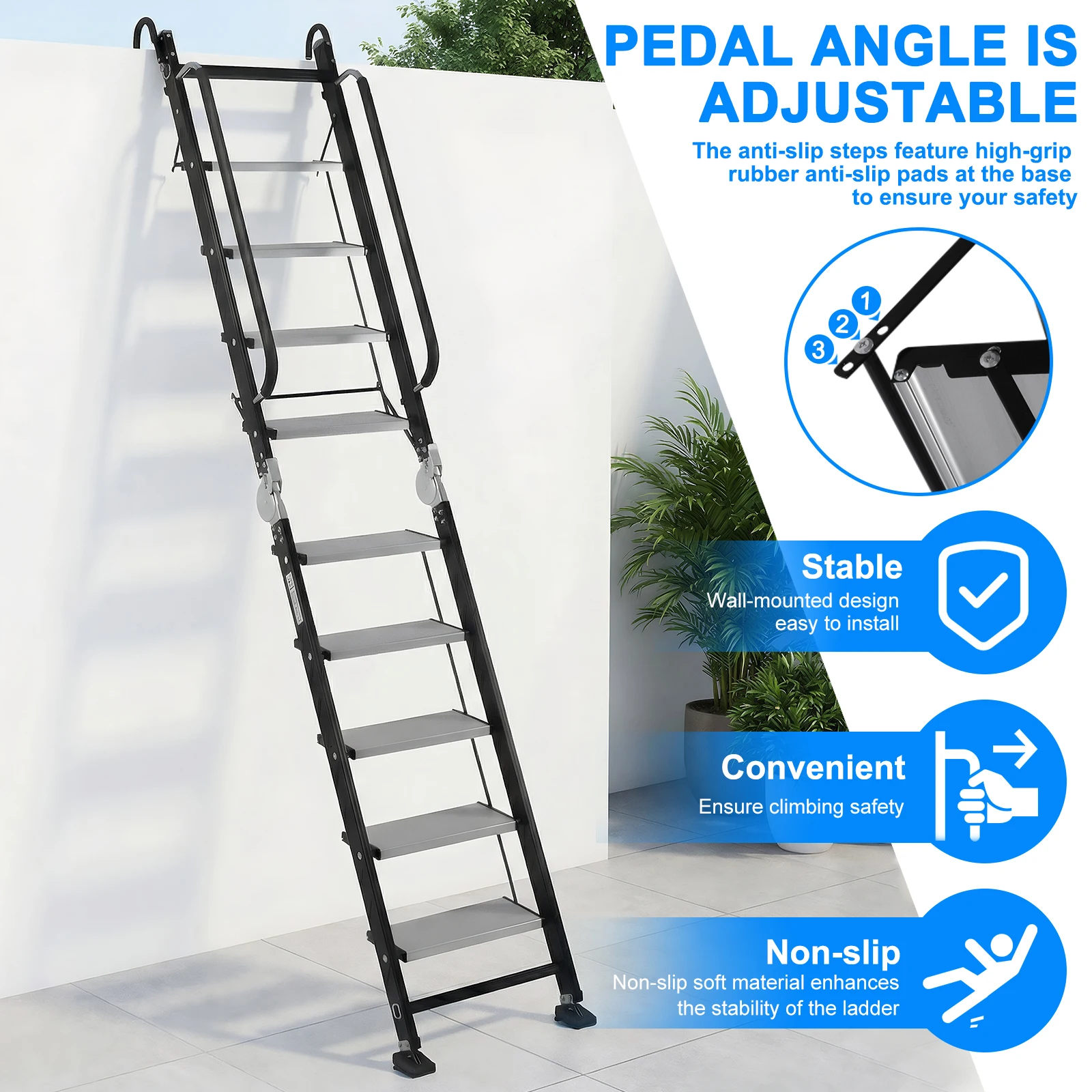 

Folding Step Stool with Anti-Slip Pedal Portable Steel Step Stool 330 Lbs Capacity with Convenient Handrail for Home Kitchen