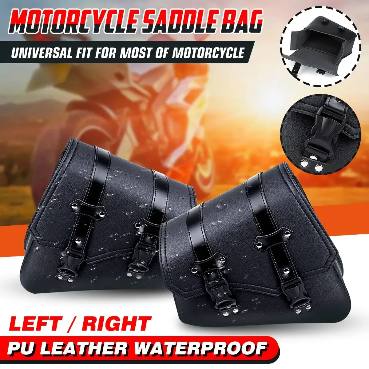 

Motorcycle Saddlebags Left Right Side Tool Bag Luggage Storage Pouch Saddle Bag PU Leather Universal For Honda/Yamaha/Suzuki