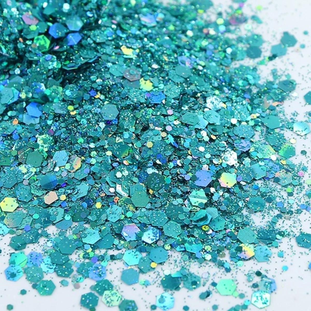 10G Loose Bulk Chunky Nail Glitter Holographic Silver Hexagon Sequin Powder Decoration for Epoxy Resin DIY Nails Accessories