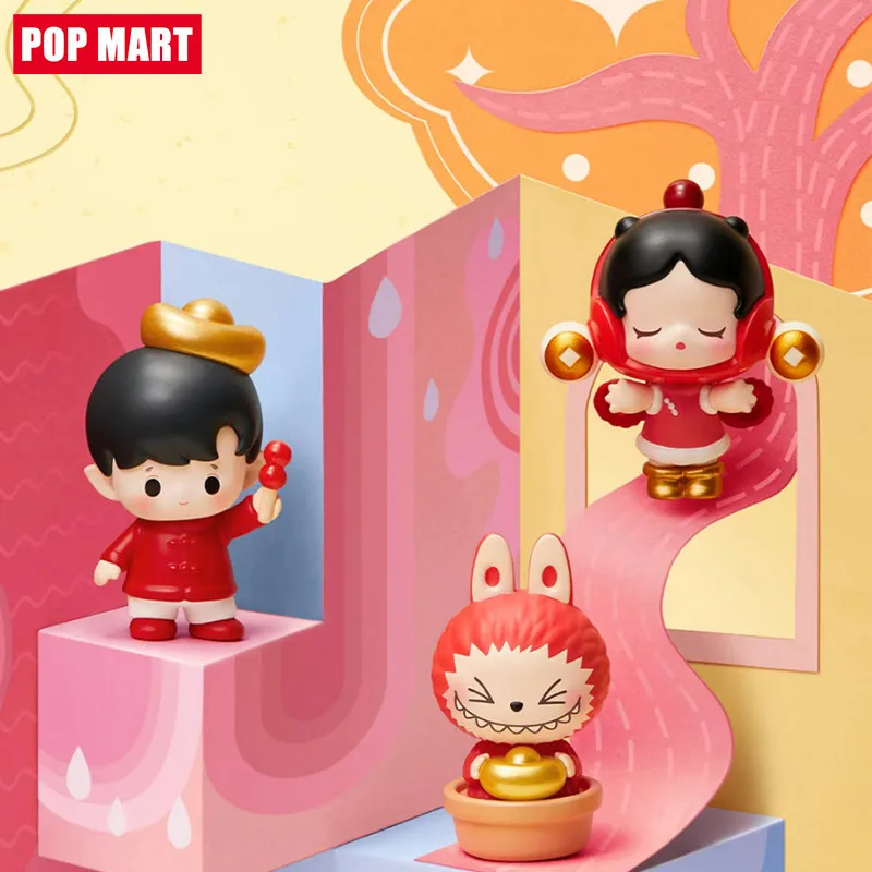 

Pop Mart Pop Bean New Years Series Mini Dolls The Horse Year Limitd Cute Action Figures Mystery Toys Collection Trendy Gift