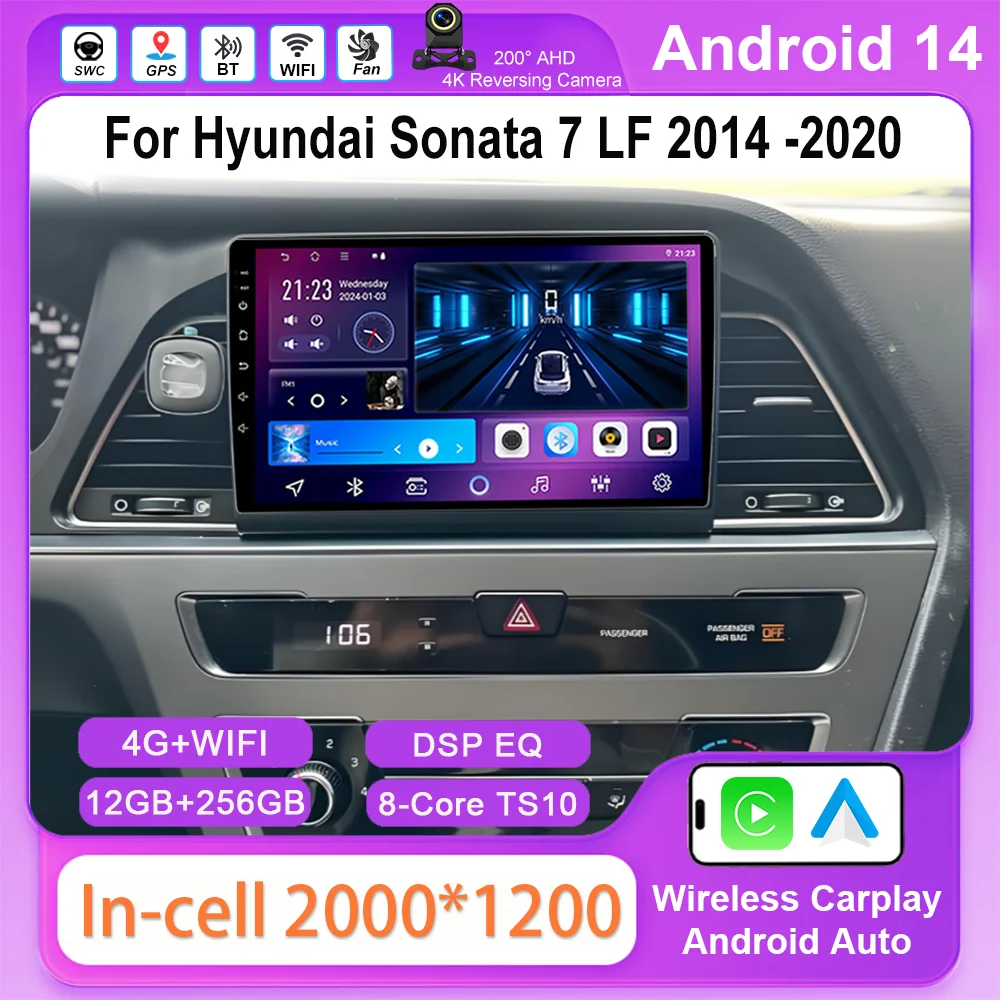 

Android 14 Car Radio Stereo GPS Navigation For Hyundai Sonata 7 LF 2014 2015 2016 2017 -2020 Auto Multimedia Video Player WIFI
