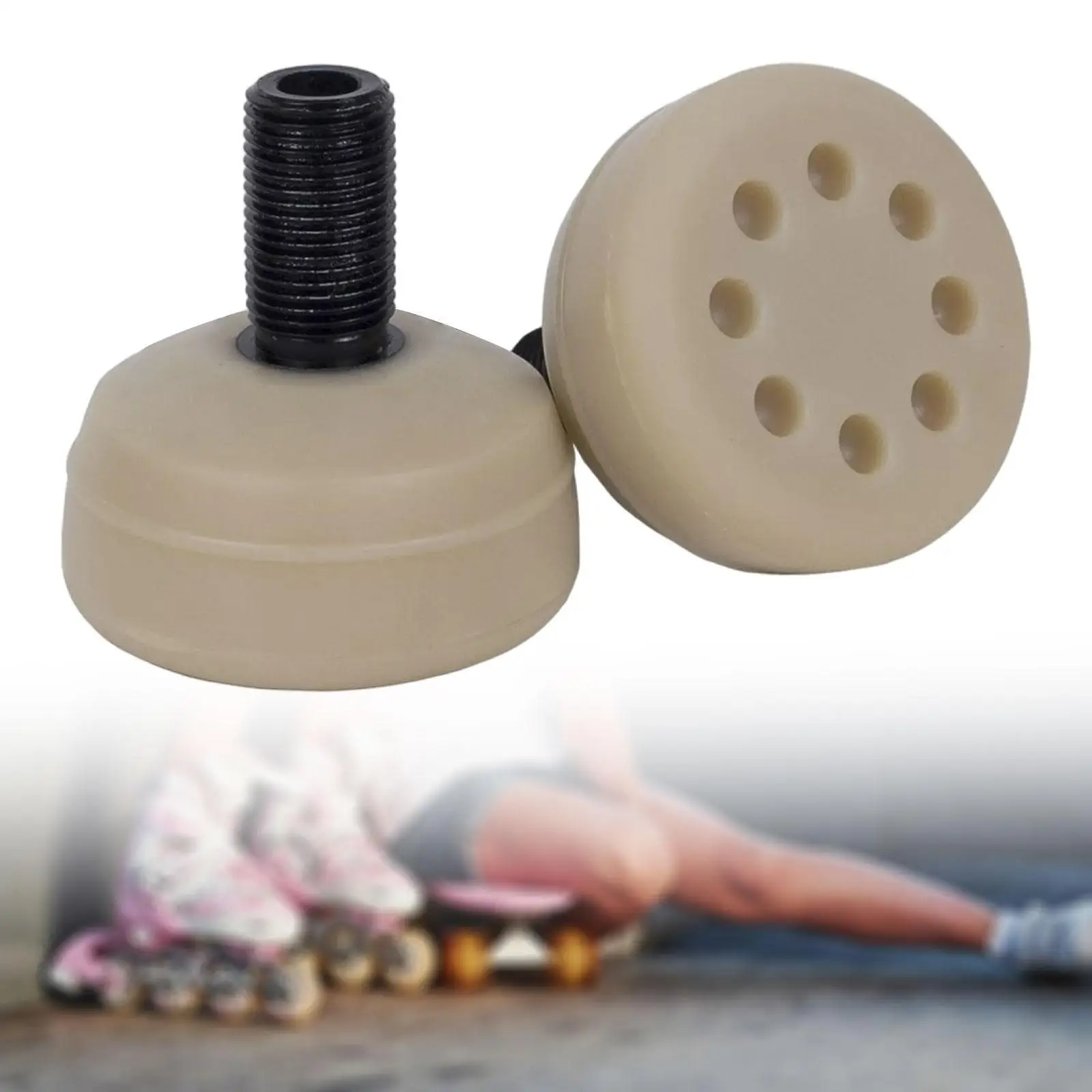 2Pcs Roller Skate Toe Stops Plugs, Anti Slip Lightweight Round Rubber Brake