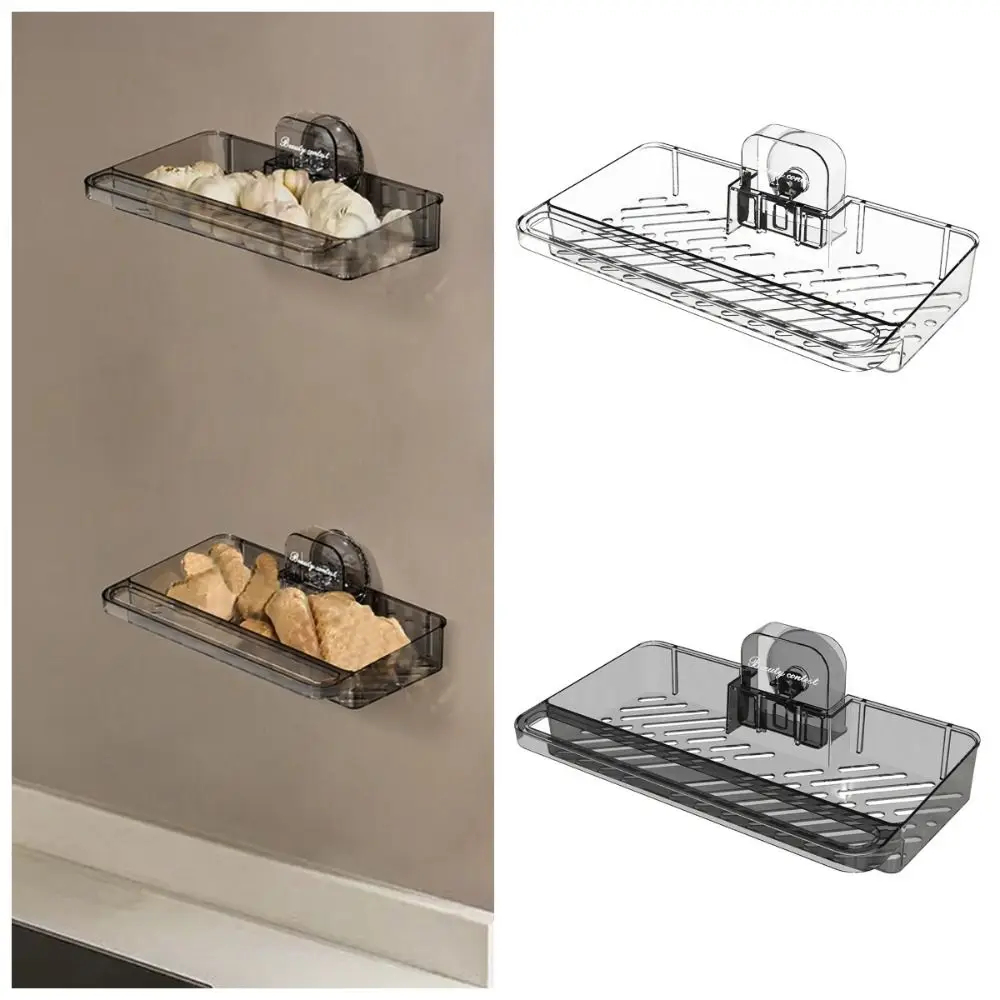 

Transparent Suction Cup Shower Shelf No-Drill Space Saving Sink Drain Rack Removable Strong Load-Bearing Shower Organizer