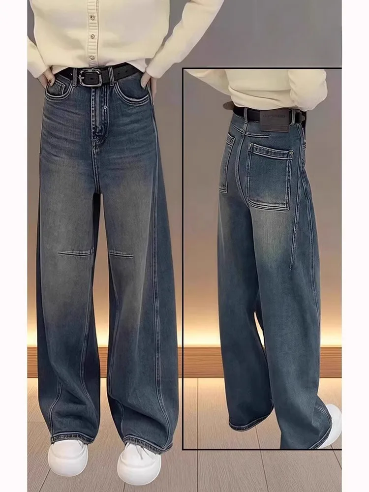 

High Waist Wide Leg Jeans Women's Loose Fit Casual Sle Denim Pants Autumn New Design Sensation plus Size Slimming Effect