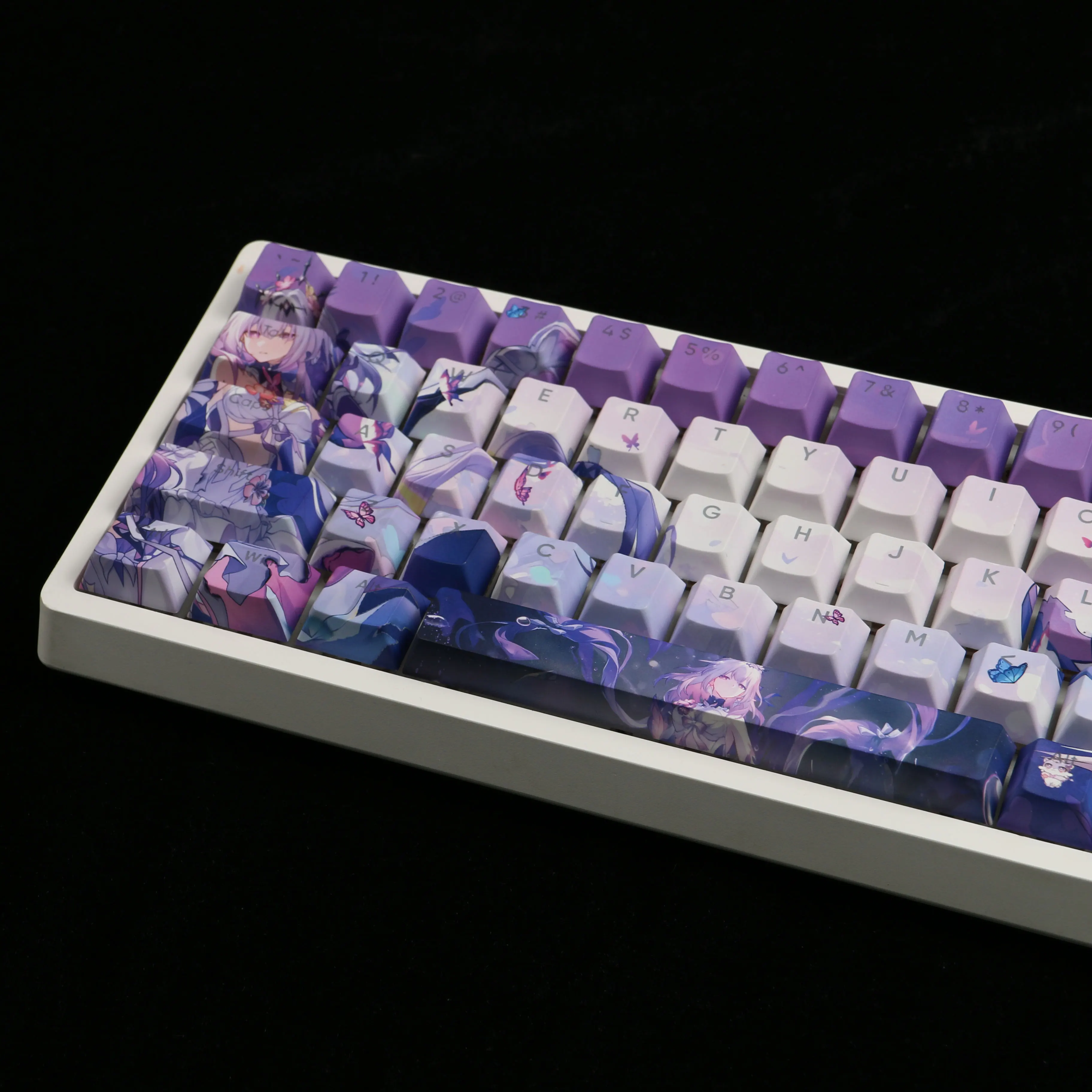 120 Keys Honkai Star Rail Castorice Keycaps PBT Dye-Sub Backlit Keycaps Anime Gaming Key Caps for ANSI 61 68 87 104 108 Keyboard