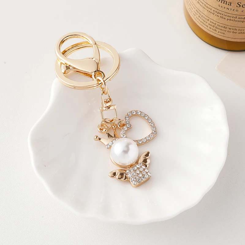 Cute Angel Pearl Alloy Keychain Girl's Bag Jewelry image 2