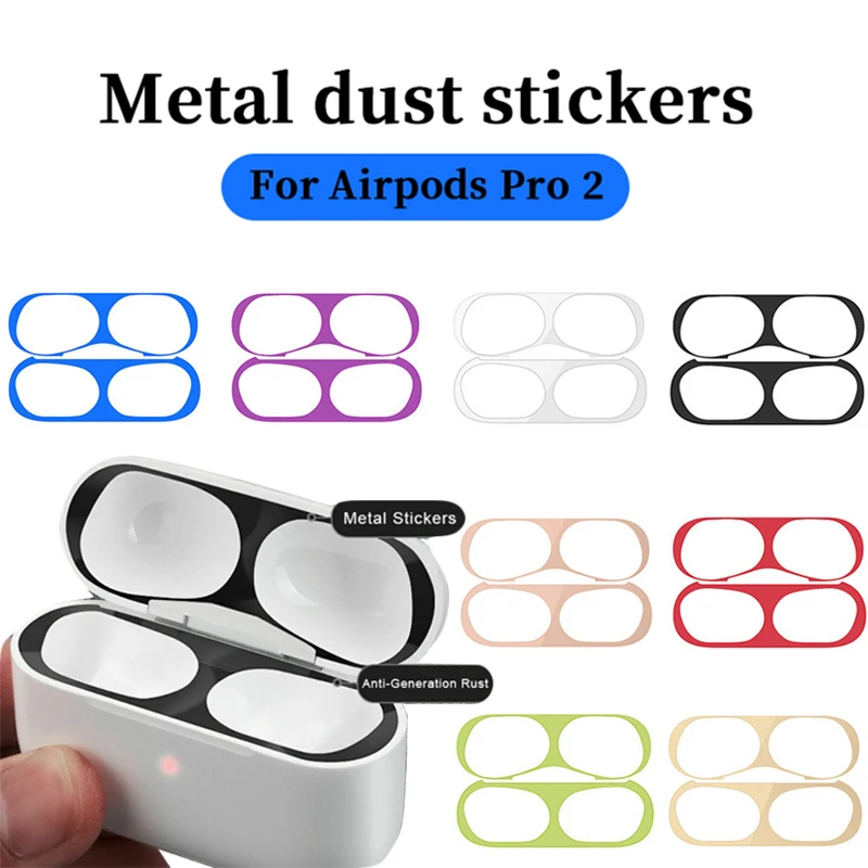 สำหรับ Airpods Pro 2สติกเกอร์ฝุ่นอุปกรณ์เสริมหูฟังโลหะสติกเกอร์สำหรับ Apple Airpod 3 Pro 2รุ่นป้องกันฟิล์ม