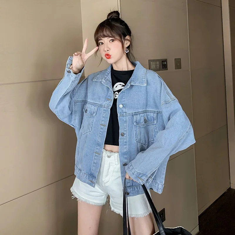 Trendy Letter Print Denim Jacket Women's Spring Autumn 2024 Versatile Popular Korean Loose Fit Jacket Top for Young Women