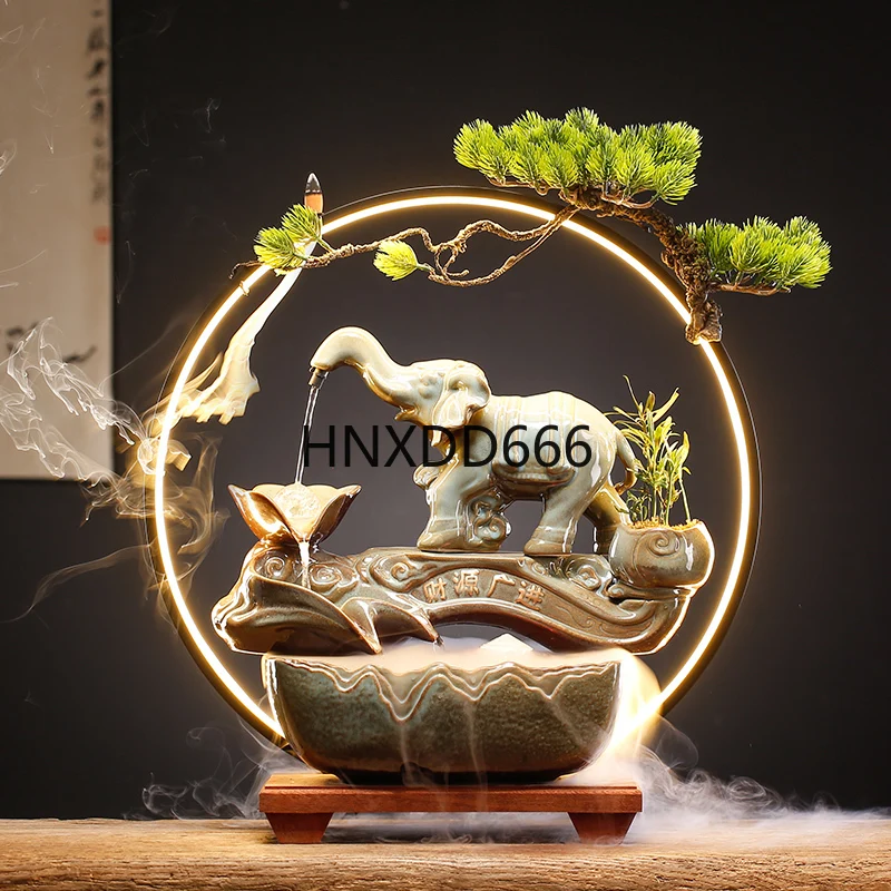 

Ceramic Running Water Circulation Fountain Ornaments Living Room Desktop Fish Tank Backflow Incense Burner Home Decoration