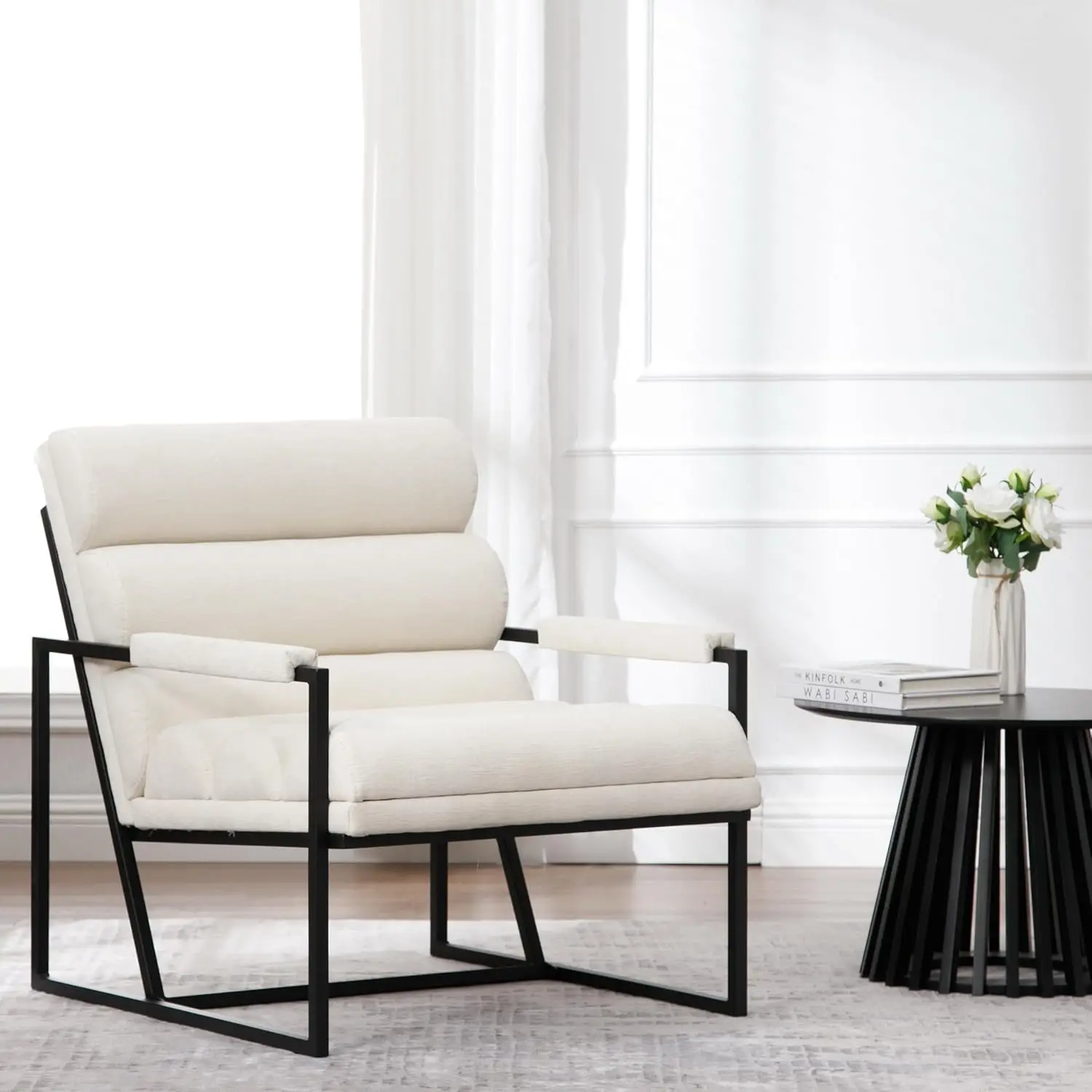 

26"" Wide Accent Chair For Living Room, Comfy Chenille Single Sofa Chair Lounge Chair Modern Armchair With Metal Legs,