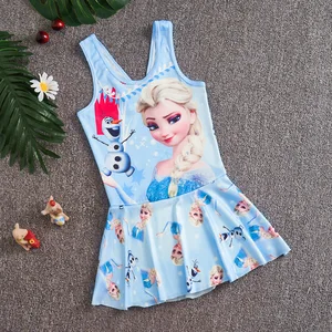 Maiô princesa da disney para crianças, menina, biquíni lindo, roupa de banho, roupa de praia dos desenhos animados para crianças, Anna e Elsa, congelado 10 principais vendas praia frozen - №6