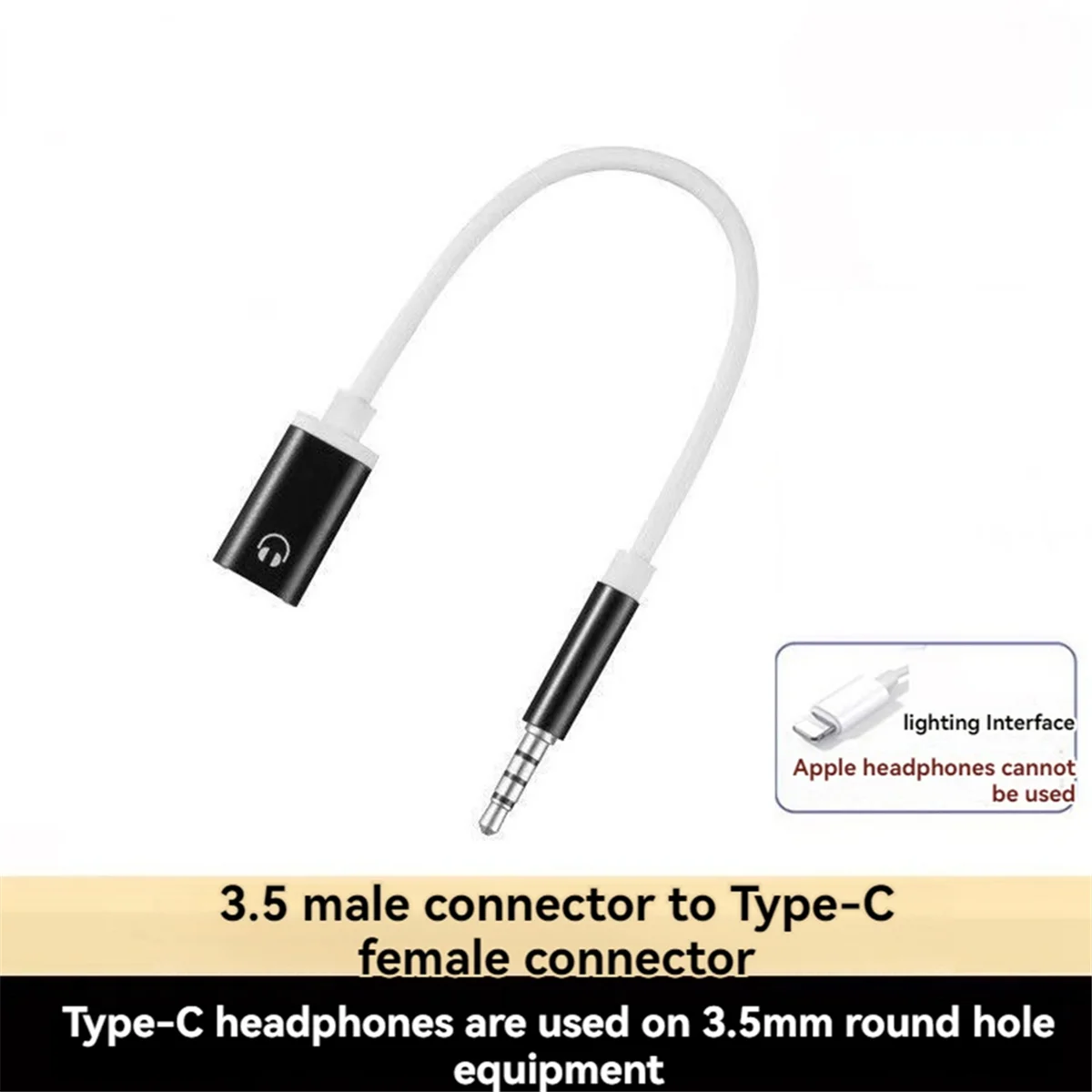 Kabel Audio colokan Audio Analog pria ke Tipe C, kabel Audio wanita 3.5mm, Adaptor Audio Headphone Jack Audio Analog untuk pemutar MP3, Laptop,Tablet B